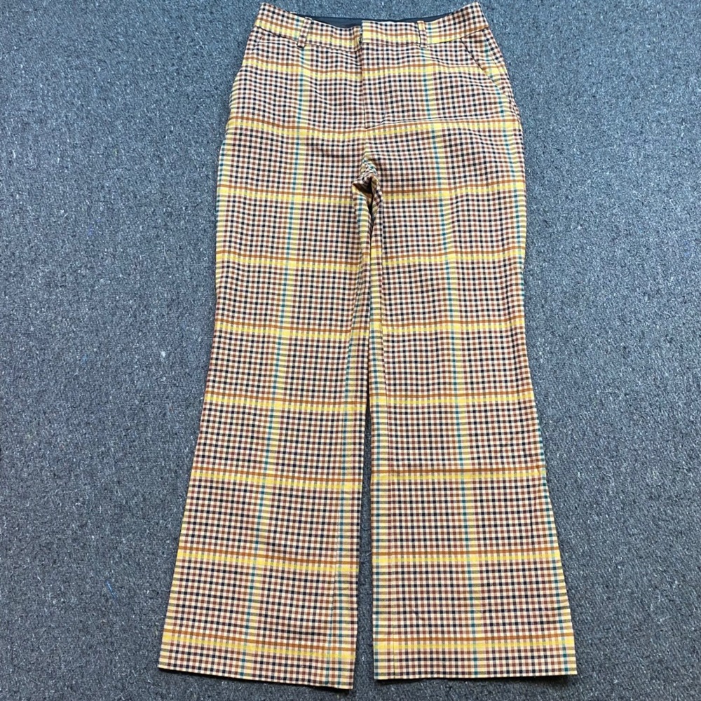Other Stories Plaid Trousers Sz 4 Womens Brown Yellow Retro Dark Academia Pants